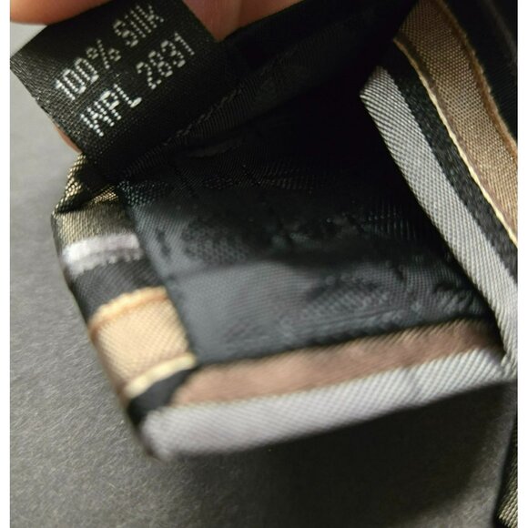 Perry Ellis Portfolio Mens Striped Classic Silk Tie Black Beige Brown 58" - Picture 4 of 6